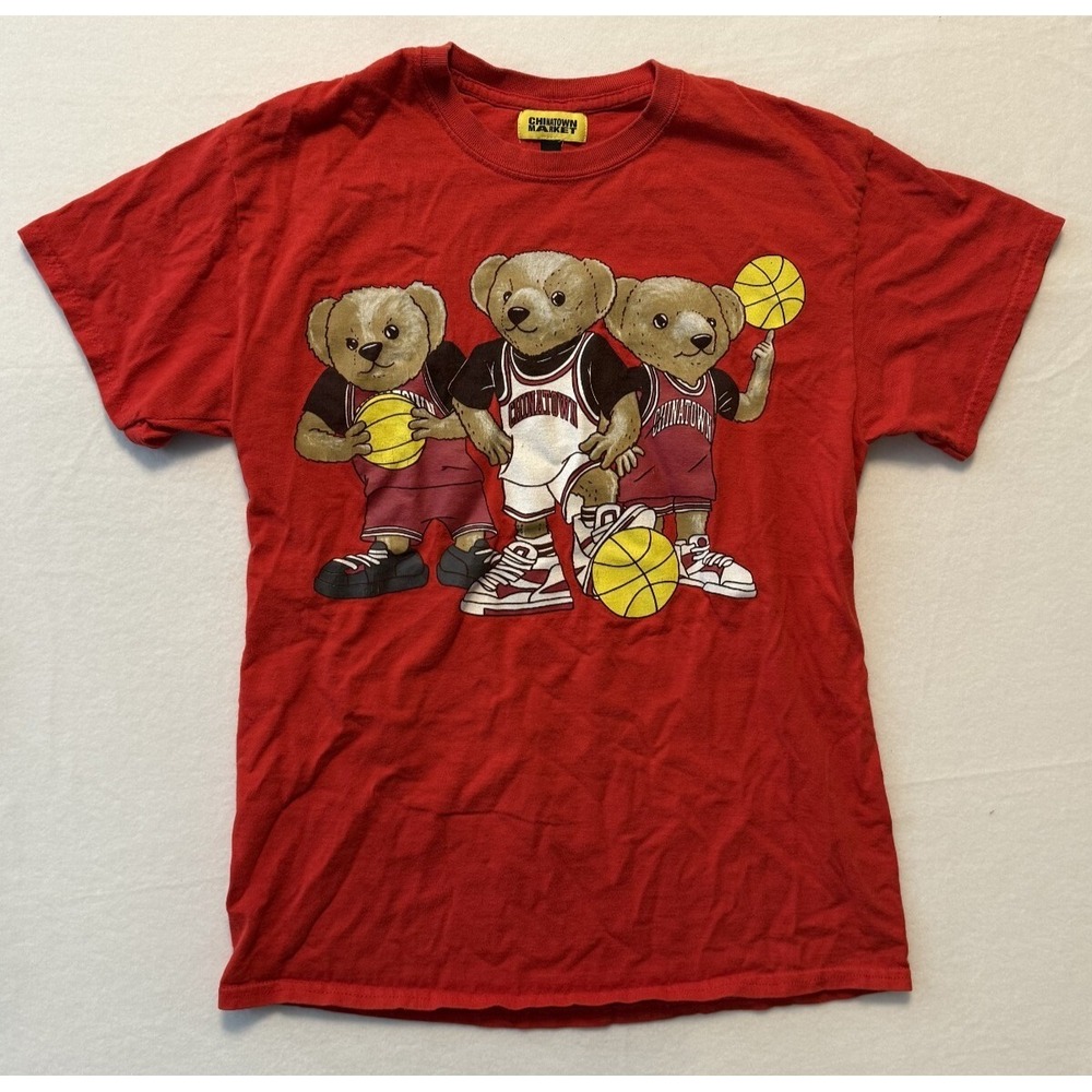 Chinatown Market Basketball Triple Threat Bears Short Sleeve Shirt Mens Sz M Red